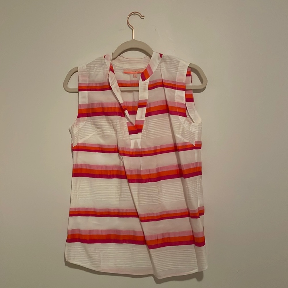 Colorful striped blouse/tank top with beautiful v-neck detailing
